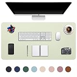 DOBAOJIA Alfombrilla de Ratón Extendida Mousepad XXL, Vade Escritorio Tapete de Escritura Estera Oficina Almohadilla Escritorio, Cuero PU Impermeable + Gamuza Antideslizante (90 x 43cm Verde Claro)