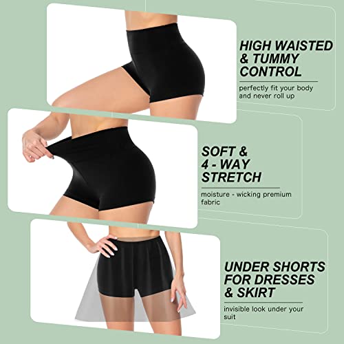3\" Shorts for Women -High Waisted Soft Spandex Biker Shorts Women Dance Volleyball Booty Shorts White S/M