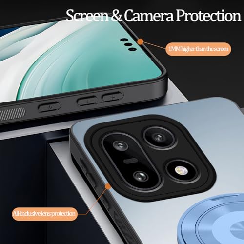 Coque OnePlus 15 mate en polycarbonate rigide avec support magnétique bleu