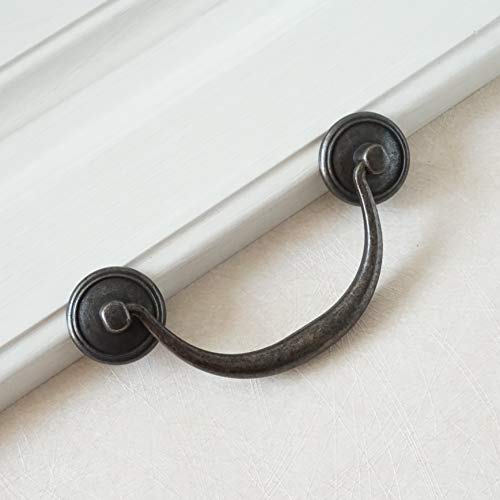 Lbfeel 4.25" Antique Black Drawer Knobs Pulls Handles Heft Droop Drawer Pulls Dresser Cabinet Pulls Handles 108Mm (4.25" Holes Center To Center) #TOP3
