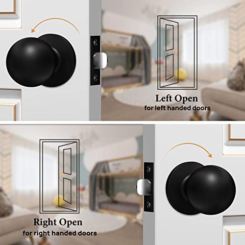 Vicmeon Passage Door Knobs Keyless, Interior Door Lock Reversible Heavy Duty Design, Passage Door Knobs Interior For Closet Or Hall, Matte Black #TOP5