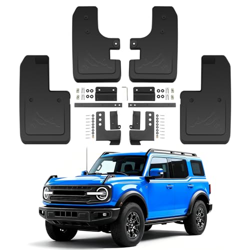 QBVDK Mud Flaps Compatible with Ford Bronco 2021-2026,4PCS Front & Rear Splash Guards Fenders Tire Protector for Bronco Accessories 2/4-Door 2025 2024 2023 2022,No Drilling Fenders Exterior Accessory