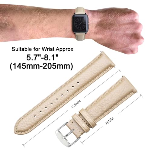 Image of ANNEFIT Watch Band 17mm, Quick Release Textured Padded Leather Straps with Silver Buckle for Men and Women (Gold)