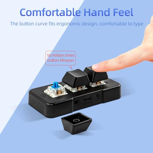 Clavier mécanique Bluetooth 3 touches avec switchs bleus pour macros - 5