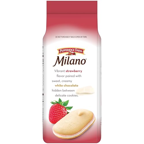Image of Pepperidge Farm Milano White Chocolate Strawberry Flavored Cookies,7 Oz Bag,(Pack of 2)