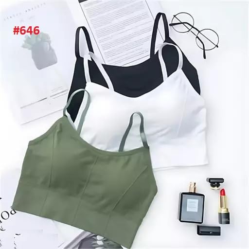 Image of KUMPA Women's Cotton Wirefree Full Coverage Regular Wear Lightly Padded Bra Pack of 3 (U K B 5693)