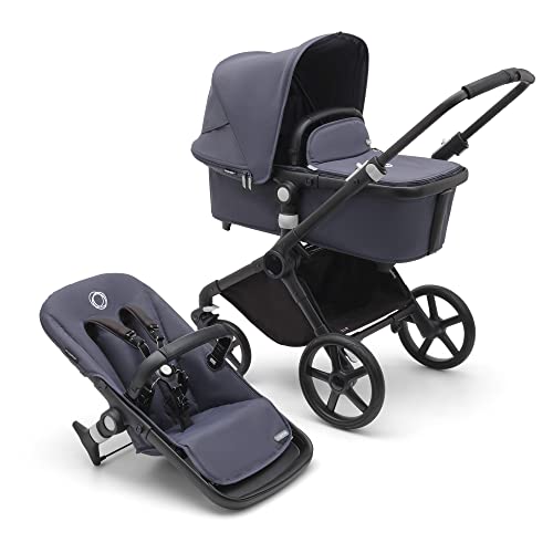 Bugaboo Fox Cub Kinderwagen für jedes Gelände, leichter und stabiler Kinderwagen, strapazierfähiges Design und extragroßes Sonnendach, einteilig und selbststehend faltbar, Stormy Blue