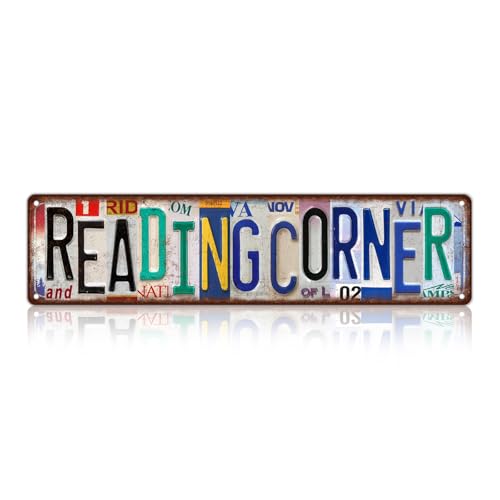 JBYMsign Vintage Book Nook Street Sign Reading Corner Wall Decor Library Metal Tin Signs Poster