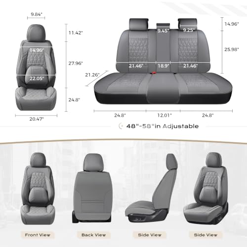 Image of Coverado Car Seat Covers Full Set, Automotive Front and Rear Seat Covers with Backrest, Nappa Leather Car Seat Protectors Waterproof, Universal for Most Vehicles