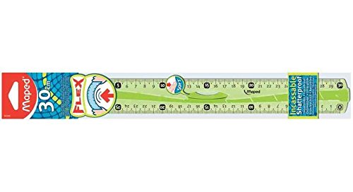 Maped – Lote de 3 reglas planas irrompibles de 30 cm, flexibles y en color azul o verde