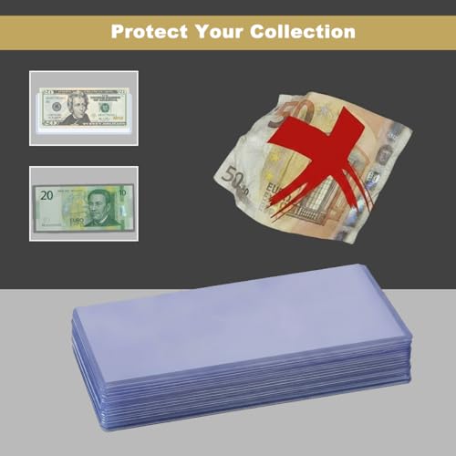 33 protectores de billetes de plástico duro 6.8 x 2.9 pulgadas miniatura 3
