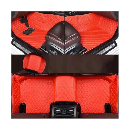 に適合する フォード に適合する エクスプローラー 2021-2022 6 シート 7 シート PU レザー カスタム カー フロア マット インテリア カーペット 防水 フロア マット(Red,7 Seat 2021-2022)
