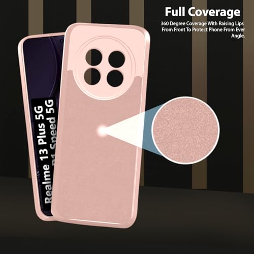 Image of LIRAMARK Silicone Soft Back Cover Case for Realme 13 Plus 5G / Realme P1 Speed 5G (Pink)