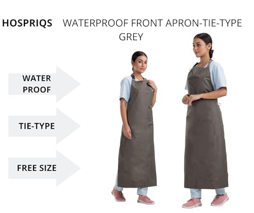 Image of Reusable Waterproof Front Apron -, Size 45 inchx23 inch | Poly Rubber Coated Fabric | Tie-Type with Adjustable Neck Buckle