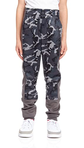 Rbx Boys' Active Sweatpants - Basic Warm-Up Fleece Jogger Track Pants (2 Pack), Size 14/16, Grey Camo Panel/Black #TOP2