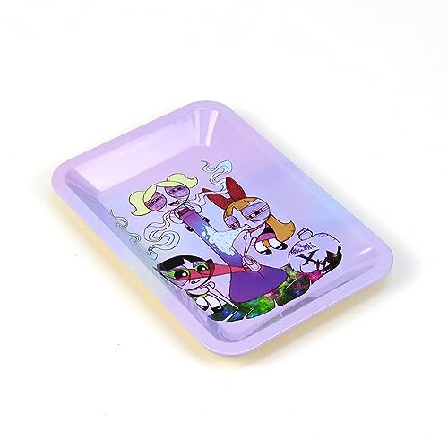 Rolling Trays Premium Metal Tray with Design - Perfect Size for Home Or Travel Accessories, Pink - Image 7