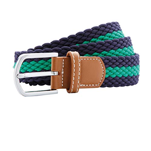 Asquith & Fox Two Colour Stripe Braid Stretch Belt AQ901 - Unisex Adjustable - Navy/Kelly