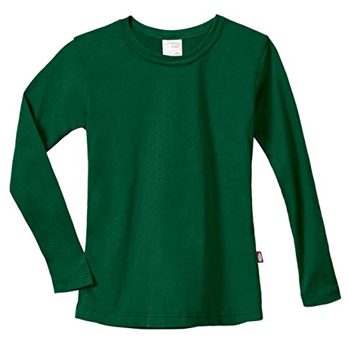 City Threads Girls Long Sleeve Tee Sensory Friendly for Sensitive Skin SPD - School Base Layer Fall and Winter, Forest Green, 7