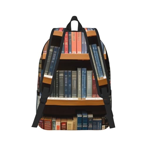 library bookshelf 1 print Backpack for Women, Work Business Backpacks Laptop Bag College Bookbag for Travel3