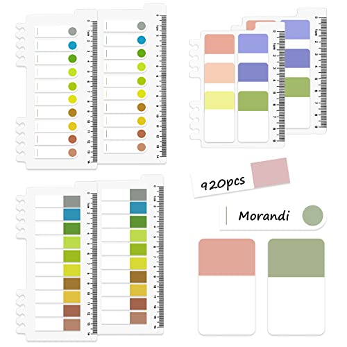 Morandi Lot de 1040 marqueurs adhésifs avec règle à lier, inscriptibles avec échelle en centimètres, onglets pour index de lecture, notes, fichiers classés Cover