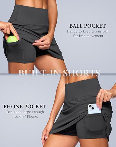 Image of SANTINY 13.5 inch /15 inch Skorts for Women with 2 Pockets High Waisted A Line Casual Pickleball Golf Skort Athletic Tennis Skirt