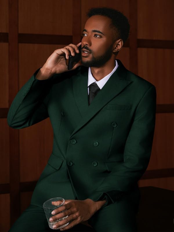 MAGE MALE Men's 2 Piece Suit Elegant Solid Double Breasted Slim Fit Tuxedo Suit with Blazer and Pants - Image 6