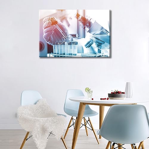Image of TUMOVO Researchers do Chemical Experiments Wall Art for Living Nosocomium Chemical Equations Laboratory Research Concept Art Prints 1 Panels Wall Art Giclee Print Framed Ready to Hang (16 inch Wx24 H)