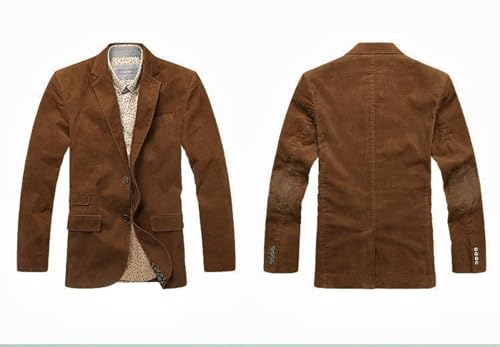 Mens' Suit Corduroy Blazer Jacket with Elbow Patch Notched Lapel Casual Vintage Slim Fit Tuxedo Wedding Party Prom4