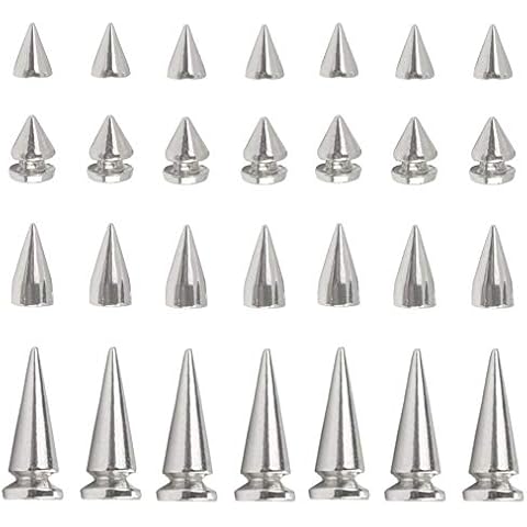 Sweieoni Metal Bullet Rivet 170 Pcs Rivets Punk Spike Punk Spikes Rivet Silver Cone Rivet Cone Spikes Stud Spike Studs for Leather Jacket Bags with Screwback Studs (7*10mm, 7*14mm, 8*12mm, 10*25mm) Cover
