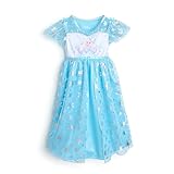 Disney Girls' Frozen Fantasy Gown Nightgown, ELSA IN BLUE 2, 6
