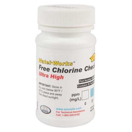 INDUSTRIAL TEST SYSTEMS 480024 Test Strips Free Chlorine 0-750ppm PK 50
