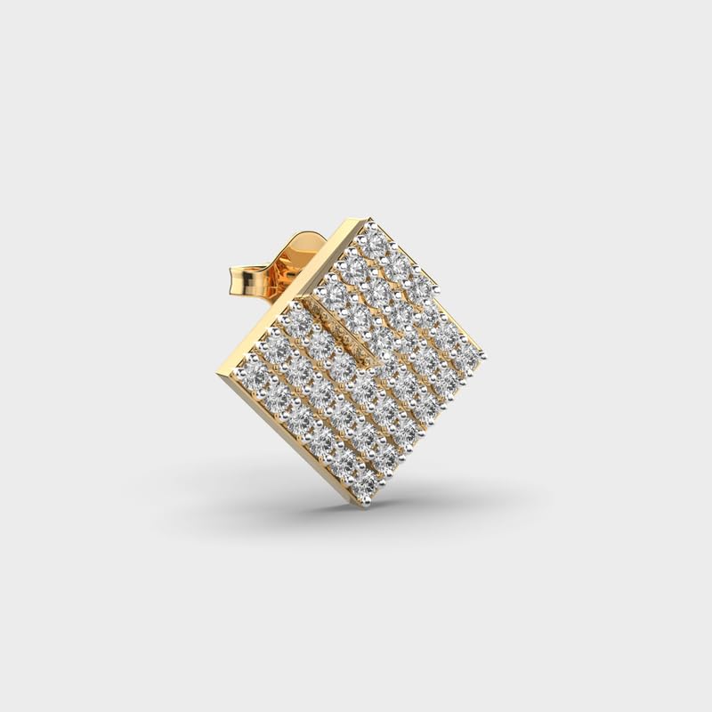 Orecchini a bottone da uomo in argento sterling 925 con quadrato magico | Placcatura in oro n. Pietra: 36 | Dimensioni gemma: 0,01-0,07 mm | Peso: 0,36 crt | Forma: rotonda | 2,848 grammi |LKE_G_00203