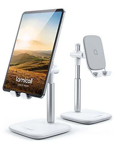 Lamicall Tablet Stand, Adjustable Tablet Holder - Height Angle Adjustable Cradle Mount Dock Desk, for iPad Pro 12.9, 11, 10.5, 9.7, iPad Air mini 6 5 4 3 2, Switch, Samsung Tab, 4"-13" Devices - White