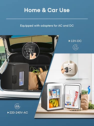 FOHERE Kleine mini-koelkast, 15 l/21 blikjes, draagbare koelkast AC + DC 12 V, stille modus, koelende en verwarmende functie, cosmeticakoeler, zwart - Image 7