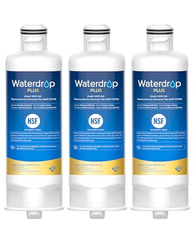 Image of Waterdrop Plus WDP-F45 Refrigerator Water Filter, Replacement for Samsung DA97-17376B, HAF-QIN /EXP, DA97-08006C, NSF /ANSI 401&53&42&372 Certified, 3 Filters (Packaging May Vary)