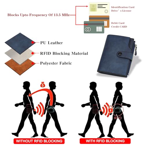 Image of Wallet for Men Large Capacity Leather RFID Blocking Trifold Wallet with 2 ID Windows and 15 Card Holders