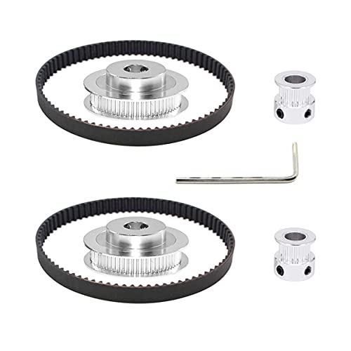 Befenybay 2Kit 2Gt Synchronous Wheel 20&60 Teeth 8Mm Bore Aluminum Timing Pulley With 2Pcs Length 200Mm Width 6Mm Belt (20-60T-8B-6) #TOP1