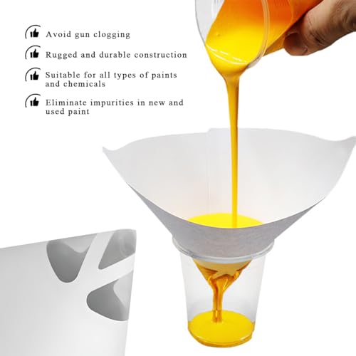 DXNQ 50 PCS 100 Micron Cone Paint Strainers, Paper Paint Screen Funnels with Fine Nylon Mesh, Universal Cone Paint Filters for Screening Paint Gasoline Fuel, Car Accessories - Thumbnail 5