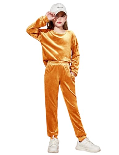 Image of Arshiner Girls 2 Piece Outfit Sweatsuits Set Kids Velour Sweatshirts & Sweatpants Tracksuits Set for Girls
