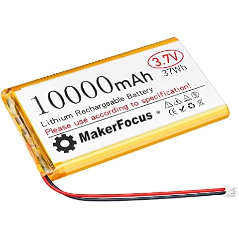 MakerFocus 3.7V LiPo Battery 10000mAh Lithium Rechargeable Battery with Integrated Protective Board, Insulation Coating and PH2.0A Plug for Raspberry Pi UPS Board and Other Cover