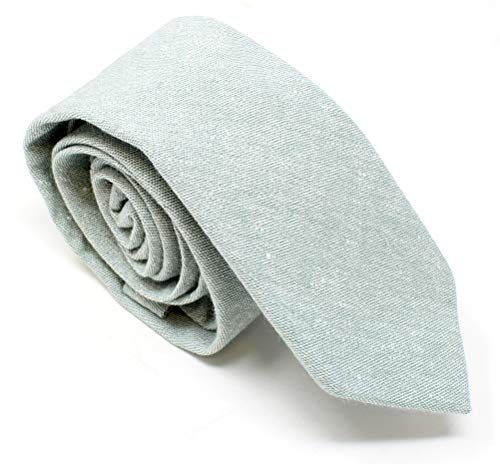 Image of Men's Chambray Cotton Skinny Necktie Tie Textured Distressed Style - 2.5 inch Width