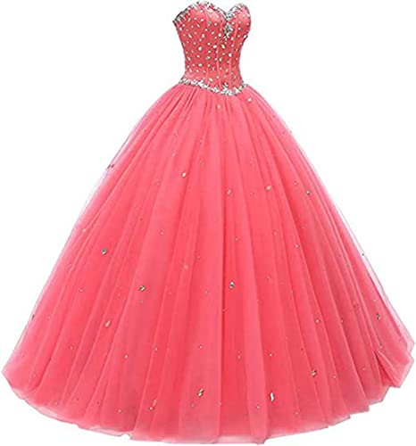 Likedpage Women's Sweetheart Ball Gown Tulle Quinceanera Dresses Prom Dress