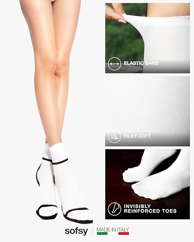 sofsy Timeless Elegance – Italian-Made 40 Den Semi Sheer Ankle Socks for Women | Durable, Soft Low-Cut Nylon Hosiery4