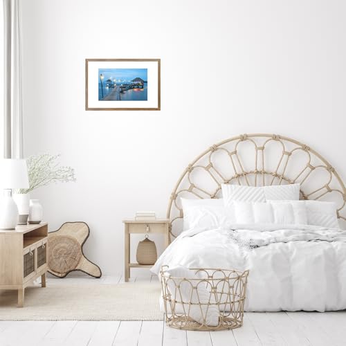 Image of JCJMY 11x17 Picture Frame Rustic Brown with 8x10 Mat, Display Photo 8x10 with Mat or 11 x 17 Without Mat, Wall Hanging Large 11x17 Poster Frame with Shatter Resistant Plexiglass, Rustic Brown