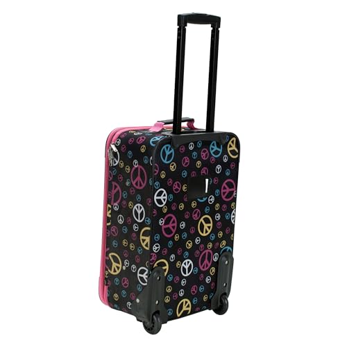Image of Rockland Fashion Softside Upright Luggage Set,Expandable, Wheel, Telescopic Handle, Peace, 2-Piece (14 /19)