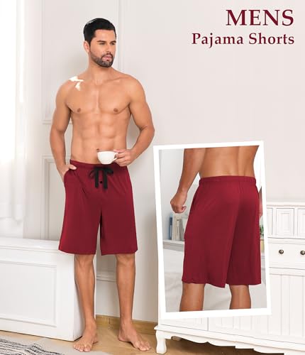 Image of CF Mens Pajama Shorts Bamboo Rayon & Cotton Sleep Shorts Lightweight Pants | Mens sleep shorts,Lightweight lounge pants,Bamboo rayon & cotton pajama shorts men,Soft pj bottoms with pockets 2 or 3 Pack