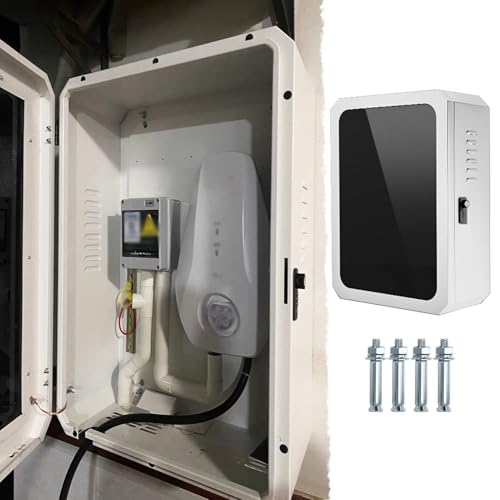 Borne de Recharge Borne de Recharge Murale pour Véhicules Électriques avec Support de Câble, Boîtier de Recharge Intérieur/Extérieur Verrouillable, Support de Chargeur Universel(White)