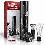 Kit Cavatappi Elettrico Professionale per Vino, Set Elegante con Stappa Bottiglie Automati...