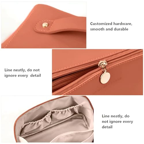 Image of NFI Essentials Pack of 2 Cosmetic Travel Organizer Bag, Women's Makeup Pouch Toiletry Bag Portable Leather Wide Opening Cosmetics Bag with Handle and Divider, 8Cm, Assorted