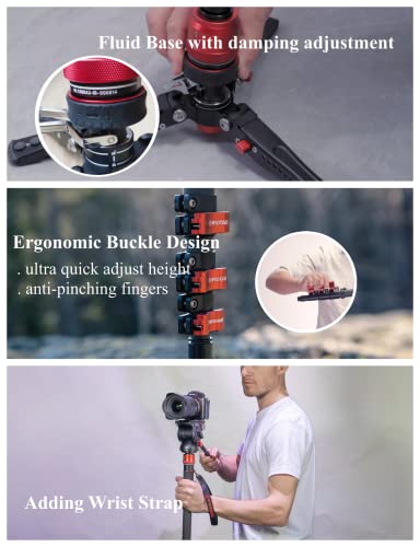 Ifootage Cobra 3 Monopod With Pedal C180F-P, 71" Professional Carbon Fiber Travel Video Camera Monopod With Tripod Base, Payload 17.64 Lbs, Compatible With Dslr, Cameras, Camcorders #TOP5